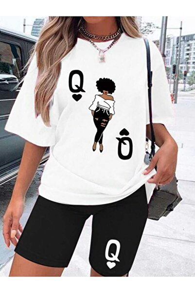 WOODROFFE Σετ μπλουζάκι με κοντό κολάν με στάμπα Oversize Loose Boyfriend