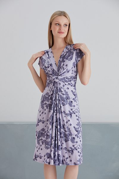 MAMAYAGA Women's Front Knotted Viscose Floral Sports Stylish Maternity Dress