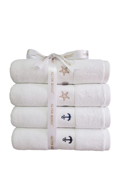 Özdilek 4 White Minimale Embroidered Towels