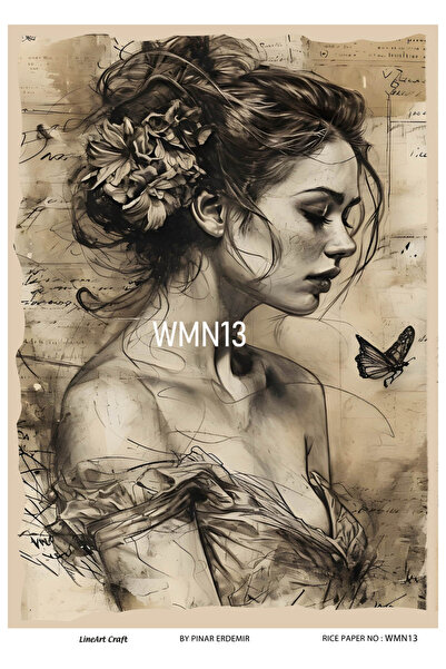 LİNEART WMN13 ديكوباج نسائي نحاسي منقوش - 30x42