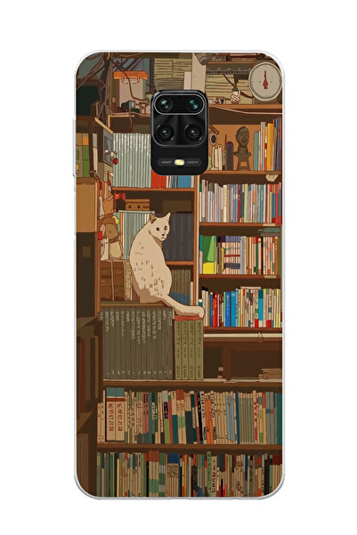 Magic Ring Redmi Note 9 Pro / 9s Uyumlu Kedi ve Kütüphane Tasarımlı Şeffaf Te...