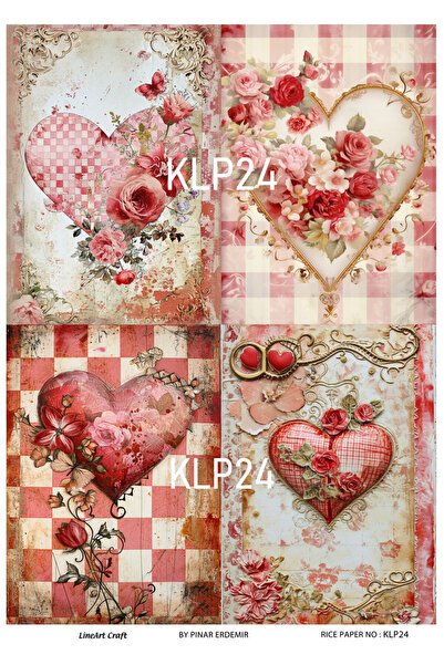 LİNEART Klp24 Model Heart Series - 30X42 Brass Decopage