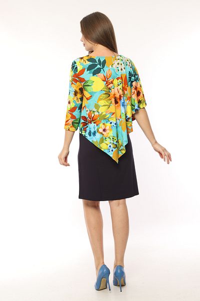 MAMAYAGA Rochie de damă, cu imprimeu, guler șal, curbă din viscoză, mărime mare, sport, elegantă, florală, lungime midi