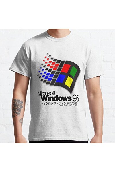 ZOKAWEAR Tricou cu imprimeu, unisex, Windows 95 (alb/fără nori).