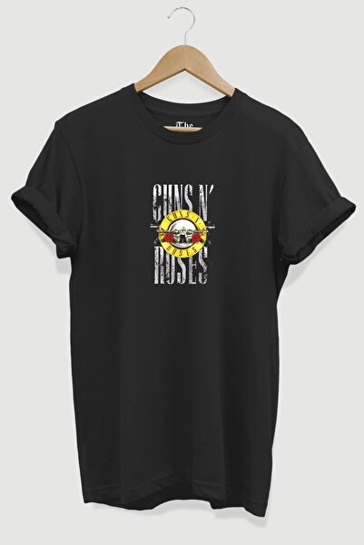 ZOKAWEAR Tricou cu mânecă scurtă cu imprimeu Guns N' Roses, unisex, negru, lo...