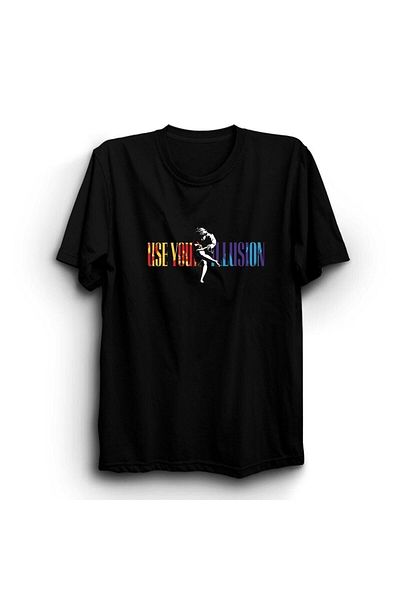 ZOKAWEAR Unisex Loose Fit Guns N Roses, Use Your Illusion Rock, Μεταλλικό T-Shirt