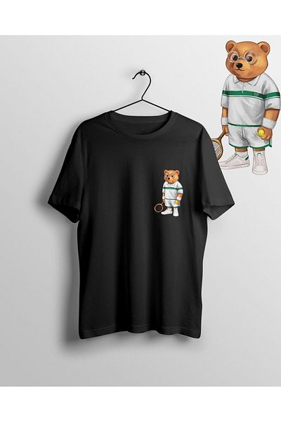 ZOKAWEAR Tricou cu imprimeu unisex loose fit Tenis Tenis Bear Teddy Bear Crew Deck