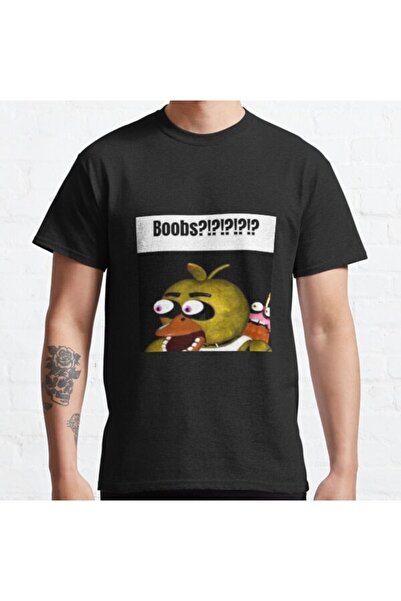 ZOKAWEAR Bol Kalıp Fnaf Chica Boobs?!?!?!?!? Meme Tasarım Baskılı T-shirt