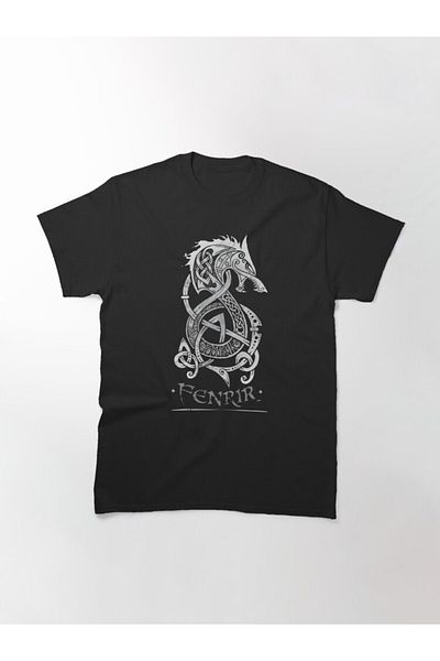 ZOKAWEAR Loose Fit Unisex Fenrir: The Monster Wolf Of Norse Mythology (γκρι) Σχέδιο εμπριμέ μπλουζάκι
