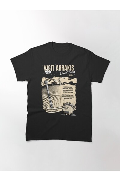 ZOKAWEAR Tricou cu imprimeu cu design negru Vizitați Arrakis