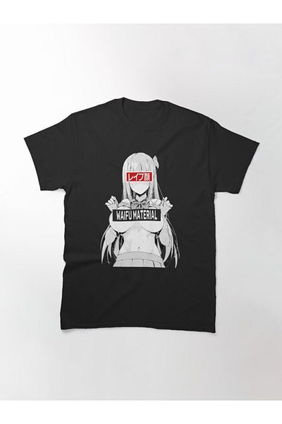 ZOKAWEAR Lewd Ecchi Ahegao Busty Babe T-shirt - Loose Fit Waifu Material, Anime Girl Design