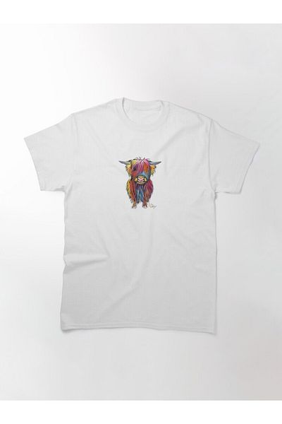 ZOKAWEAR Μπλουζάκι με τυπωμένο μπλουζάκι με άφθονη εφαρμογή Unisex Scottish Hairy Highland Cow'Braveheart' By Shirley Design