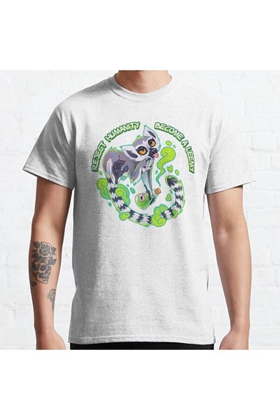 ZOKAWEAR Tricou cu imprimare unisex, cu o formă lejeră, Reject Humanity, Become A Leemy!-Lemur Potion Design