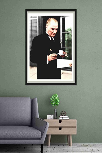 LİPYOS Atatürk Temalı Çerçeveli Görünümlü Ahşap Retro Poster 20 x 30 cm