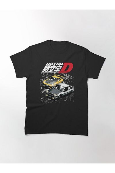 ZOKAWEAR Tricou cu imprimeu cu design Loose Fit Mountain Drift Racing Initial D Tandems Ae86