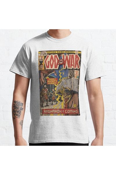 ZOKAWEAR Μπλουζάκι με τυπωμένο μπλουζάκι με χαλαρή εφαρμογή Unisex God Of War Ragnarök Comic Book Cover Fan Art Design