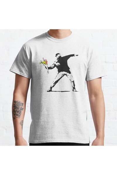 ZOKAWEAR Μπλουζάκι με στάμπα με σχέδιο γκράφιτι Banksy Love Is In The Air (FL...