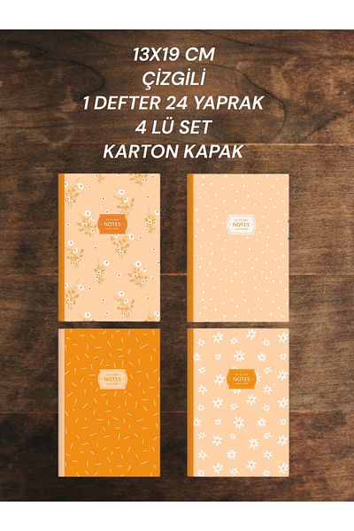 SEYFİKİRTASİYE 13X19 CM STRIPED NOTEBOOK SET 1 NOTEBOOK 24 PAGE SET OF 4 CARDON COVER SHARP COLOR