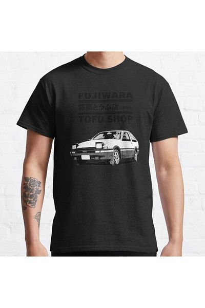 ZOKAWEAR Tricou cu imprimeu unisex, loose fit, Initial D Fujiwara Tofu Shop Ae86 Manga Design