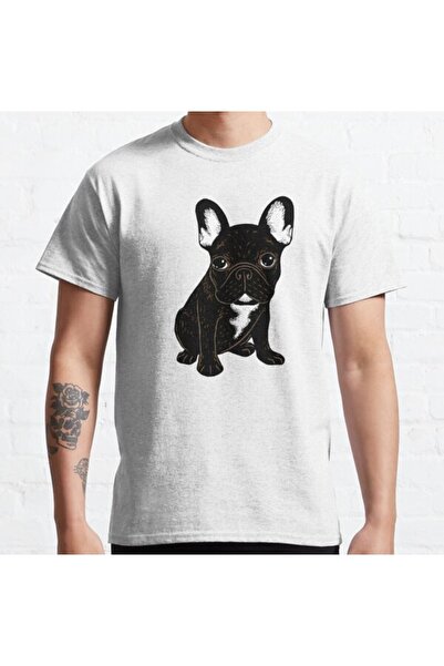 ZOKAWEAR Свободна унисекс тениска с щампи с тигров дизайн на френски булдог