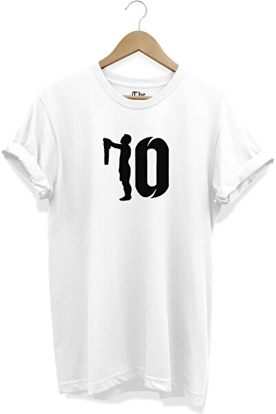 ZOKAWEAR Унисекс широка бяла футболна тениска с къс ръкав с принт с номер 10 ...