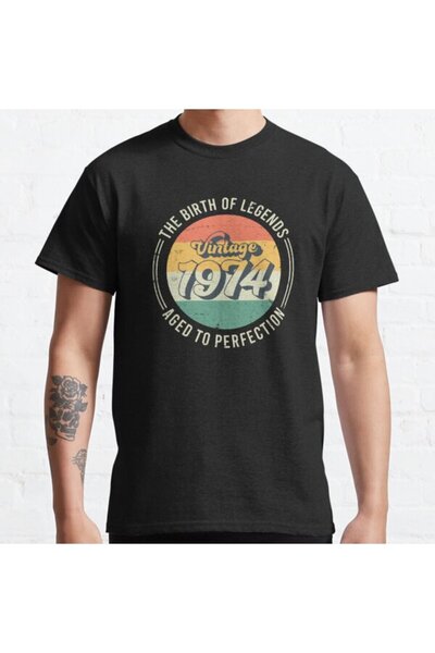 ZOKAWEAR Tricou imprimat unisex vintage 1974, 50 de ani de naștere, cu design...