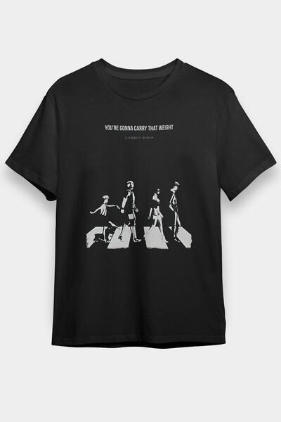 ZOKAWEAR تي شيرت أسود مطبوع عليه كاوبوي بيبوب فضفاض للجنسين - تي شيرت