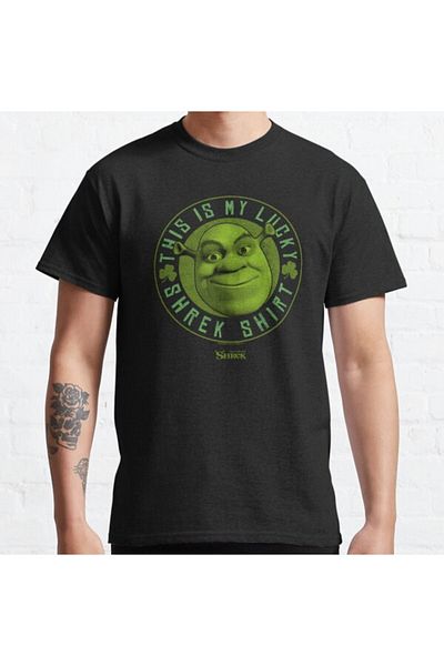 ZOKAWEAR Tricou imprimat unisex Shrek, ziua Sfântului Patrick, acesta este norocul meu Shrek.