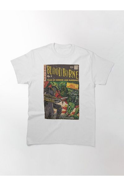 ZOKAWEAR Tricou imprimat cu copertă de benzi desenate Bloodborne, loose fit, unisex