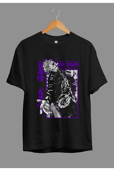 ZOKAWEAR Tricou cu imprimeu unisex Jujutsu Kaisen Gojo Satoru, cu caracter largi