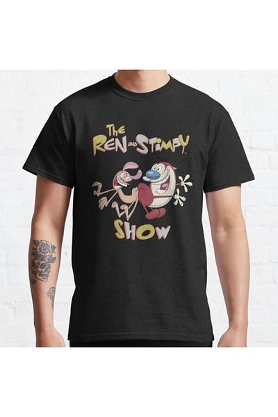 ZOKAWEAR Tricou cu imprimeu unisex Ren And Stimpy Classic Vintage TV Show