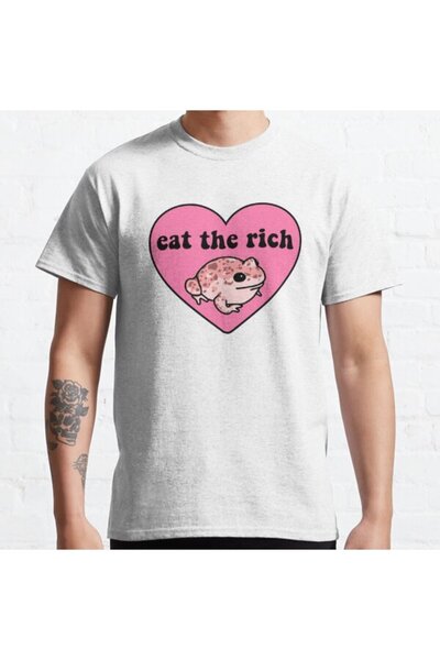 ZOKAWEAR Široka unisex majica Eat The Rich Frog Design Štampano