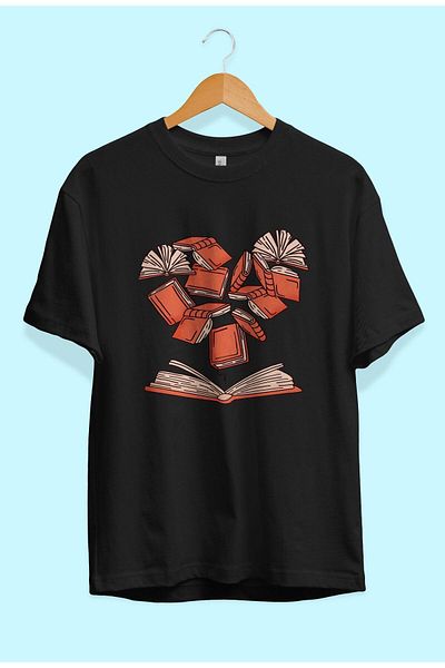ZOKAWEAR Tricou imprimat cu inimă de carte, unisex, loose fit