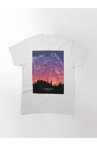 ZOKAWEAR Τυπωμένο μπλουζάκι Loose Fit Unisex Edinburgh Skyline Map Design