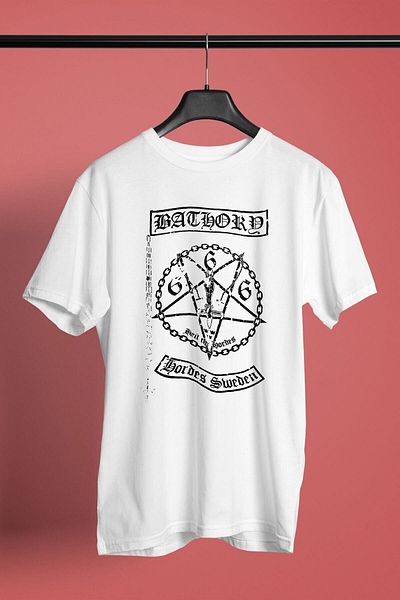 ZOKAWEAR Tricou alb cu imprimeu Bathory, unisex, loose fit