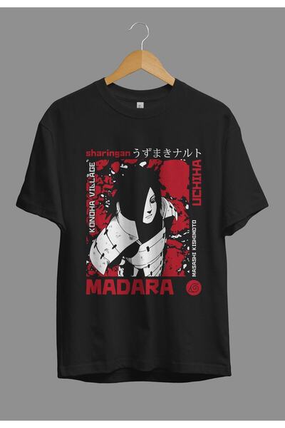 ZOKAWEAR Tricou cu imprimare unisex cu caracter largi Naruto Uchiha Madara