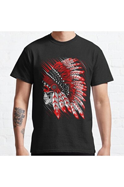 ZOKAWEAR Tricou cu imprimeu unisex, loose fit, Indian Chief Skull