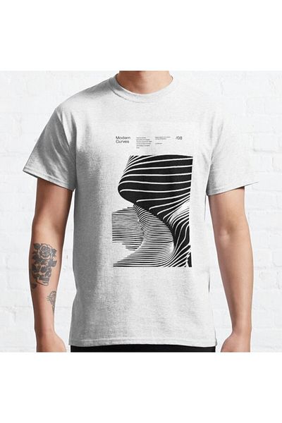ZOKAWEAR Loose Fit Unisex Modern Curves 08, Μοντέρνα Αρχιτεκτονική Σχέδιο, Μινιμαλιστικό Σχέδιο Τυπωμένο Tshirt