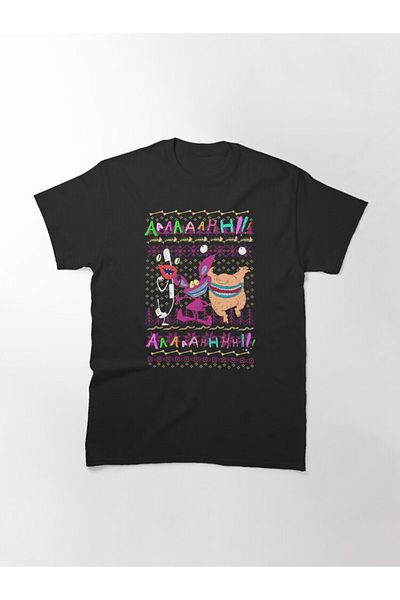 ZOKAWEAR Loose Fit Unisex Aaahh!!! Real Monsters Christmas Scary Fun Ugly Sweater Design Tricou imprimat