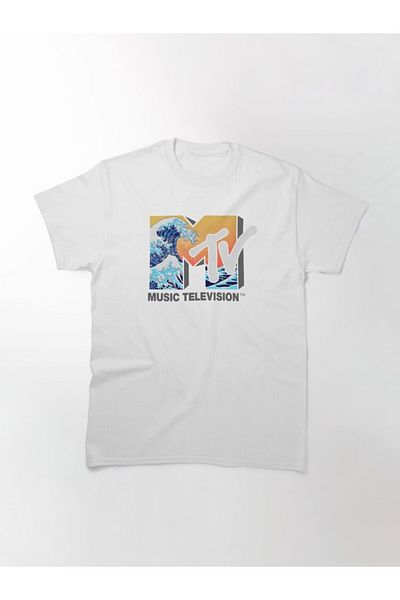 ZOKAWEAR Loose Fit Unisex Mtv The Great Wave Color Vintage Ιαπωνικό λογότυπο με τυπωμένο μπλουζάκι