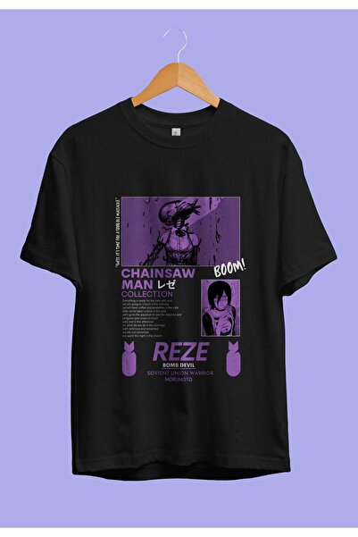ZOKAWEAR Bol Kalıp Unisex Chainsaw Man Reze Özel Tasarım Anime Tişört