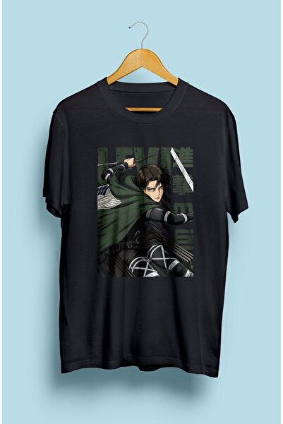 ZOKAWEAR Tricou cu imprimeu unisex, cu formă largi, Atack On Titan Levi Ackerman