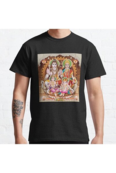 ZOKAWEAR Μπλουζάκι με τυπωμένο σχέδιο Loose Fit Unisex Lord Shiva Parvati Gan...