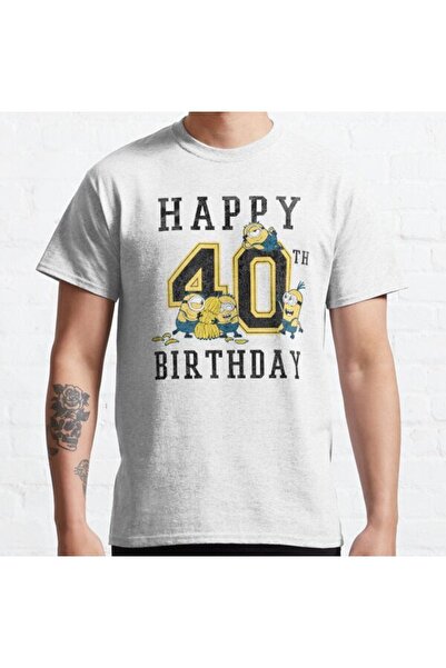 ZOKAWEAR Τυπωμένο μπλουζάκι Loose Fit Unisex Minions Happy 40th Birthday Design