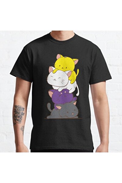 ZOKAWEAR Design unisex nonbinar Pride Flag Kawaii Kitty - Tricou cu imprimeu ...