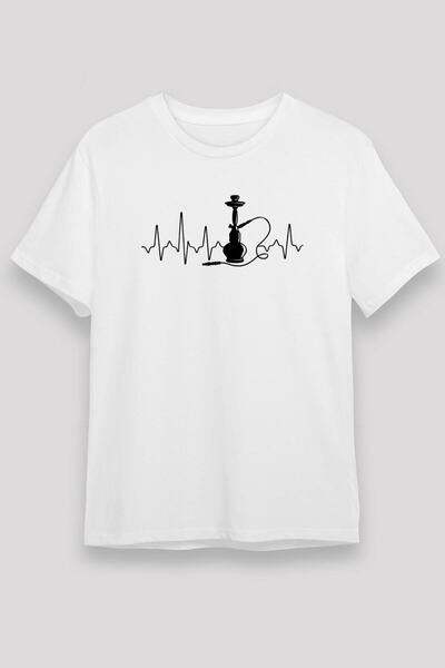 ZOKAWEAR تيشيرت أبيض مطبوع عليه شيشة فضفاضة للجنسين