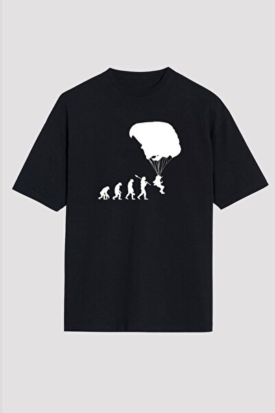 ZOKAWEAR Унисекс свободна кройка за парапланеризъм - черна тениска с щампа за...