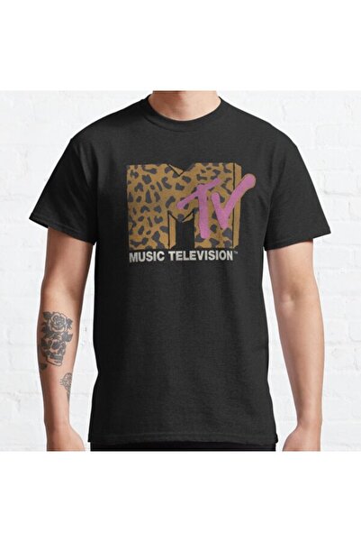 ZOKAWEAR Tricou cu imprimeu unisex Mtv Leopard Print Vintage roz Music Televi...