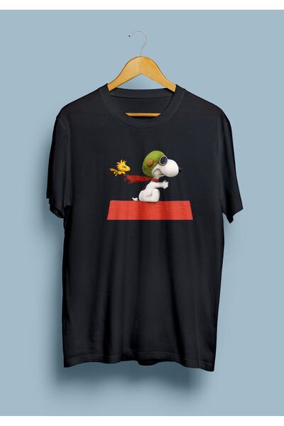 ZOKAWEAR Bol Kalıp Unisex Snoopy Ve Charlie Brown Tasarım Baskılı Tişört
