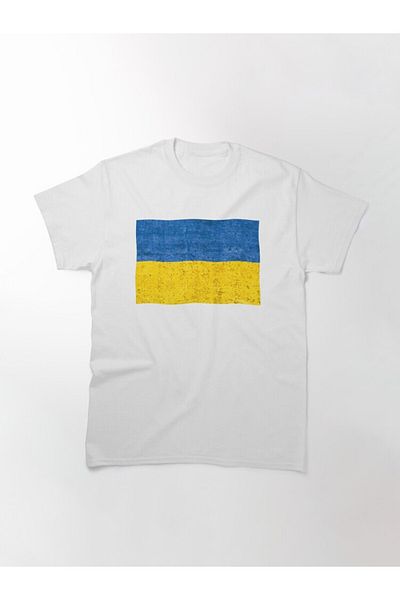 ZOKAWEAR Loose Fit Unisex Flag Of Ukraine, μπλουζάκι με τυπωμένο σχέδιο Ουκρανίας